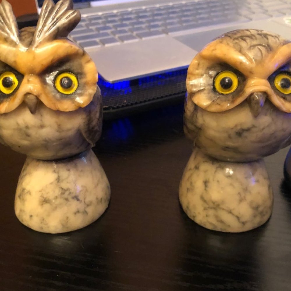 Vintage Alabaster Owls